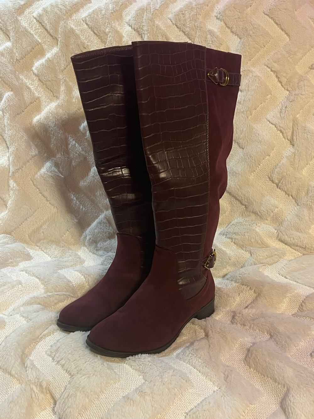 JustFab burgundy Taniya Boots